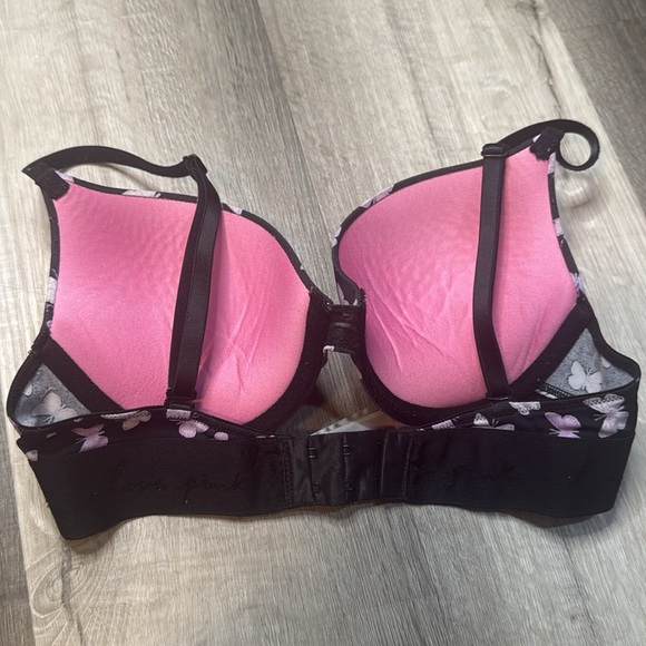 PINK Victoria's Secret Black Bra with Pink Butterfly Design - Picture 3 of 3